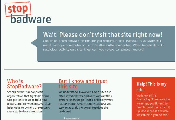Virus sito internet badware